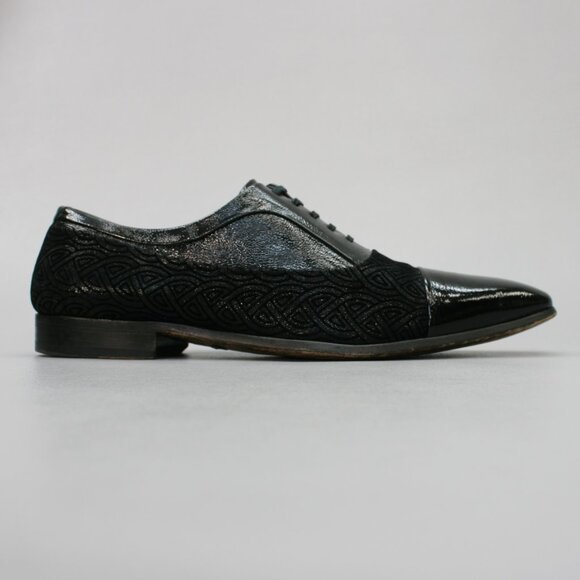 Mezlan Men\'s 12 Aberdeen Custom Embossed Velvet Black Cap-toe Dress Shoes Spain main image 9